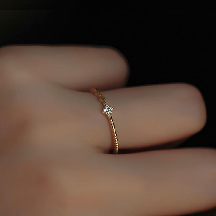 Elegant Women's Gold-Plated Sterling Silver Open Ring - Light Luxury Jewelry Accessory