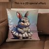 2D Cute Dressed Rabbits Pattern Pillow Covers Pattern Cushion Cover Suitable For Sofa Bedroom Car Pillow Cover
