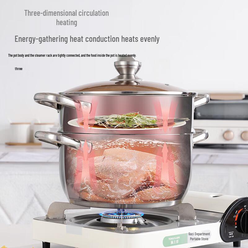 Sigaang 26CM doppelwandiger Dampfgarer aus Edelstahl