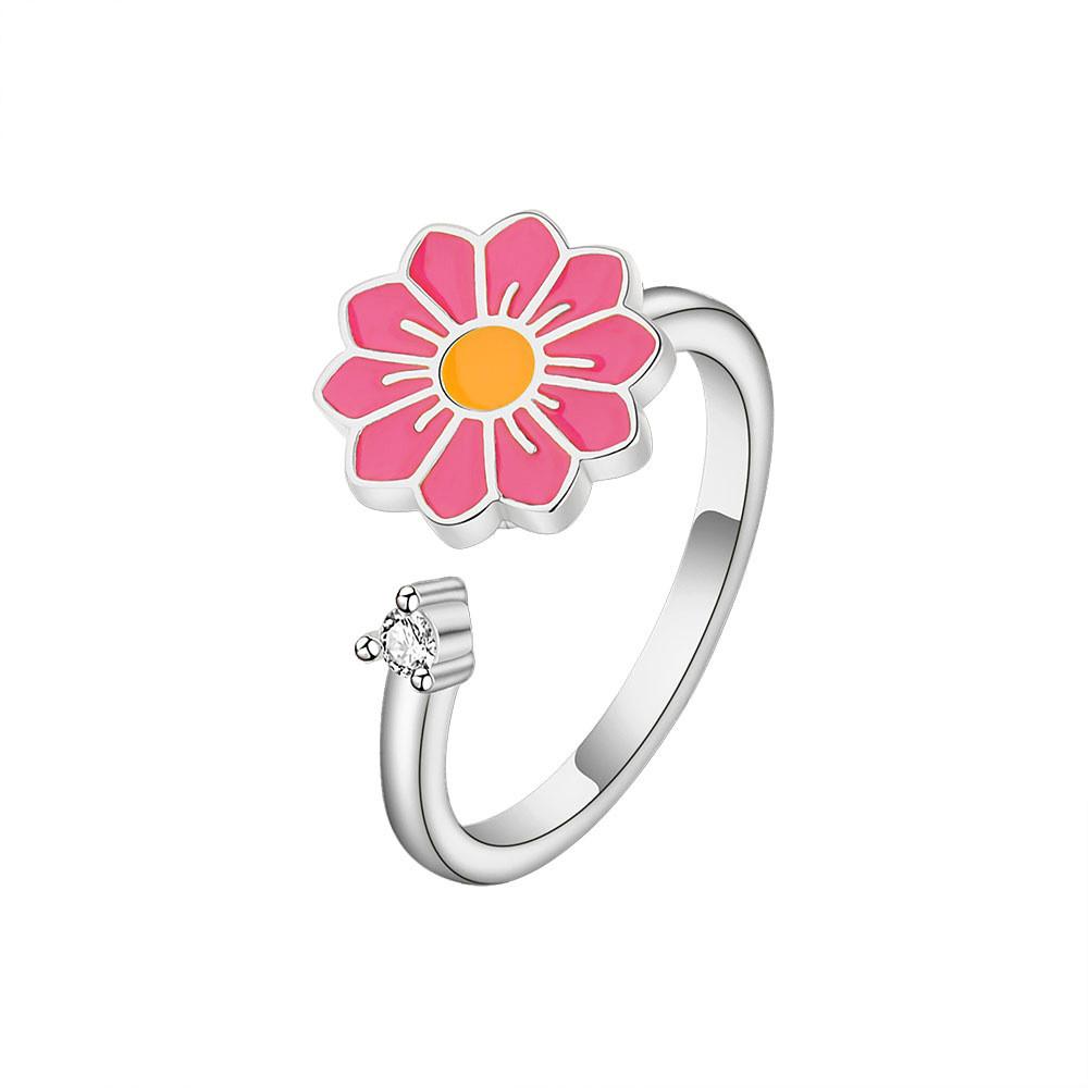 Floral Ring Womens Adjustable Copper Geometric Design For Spring Fashion Accessory