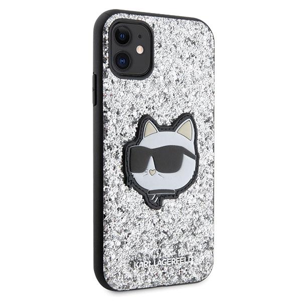 Etui Do iPhone 11 Karl Lagerfeld Glitter Choupette Srebrne