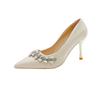 Fashion Wedding Shoes Women's 2025 Main Wedding Dress Champagne  High Heels Burgundy Xiuhe Bridal Shoes Mid Heel  Single Shoes