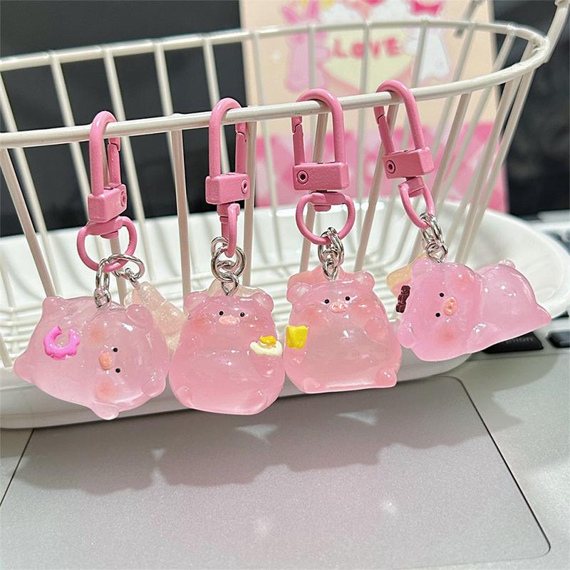 Cartoon Leuchtender Stern Rosa Schwein Schlüsselanhänger Anhänger Für Frauen Mädchen Kawaii Anhänger Rucksack Hängende Ornamente Kinder Geschenke