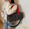 Large-capacity Canvas Messenger Bag Women's 2025 New Poor Simple Contrasting Color Messenger Bag Niche Versatile Shoulder