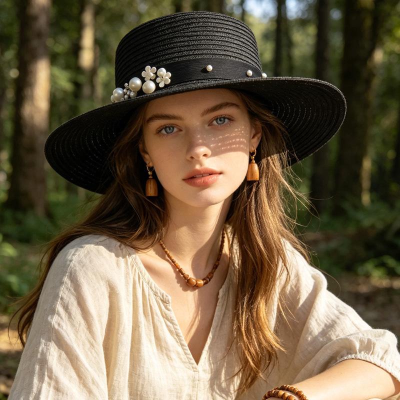 Summer Straw Woven Sunscreen Hat Women's Seaside Beach Sun Hat Outdoor Outing Big Eaves Breathable Sun Hat