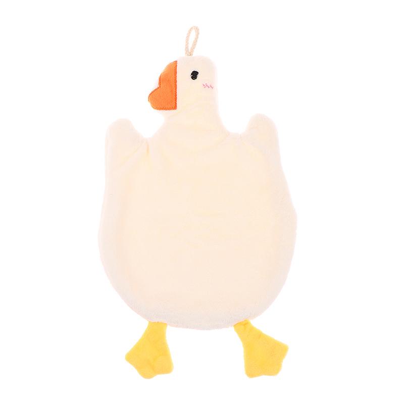 Kitchen Cleaning Cloths Cute Duck Soft Hand Towel Cartoon Absorbent Hanging Coral Fleece Wipe Clean Cloth Kids Hand Towels