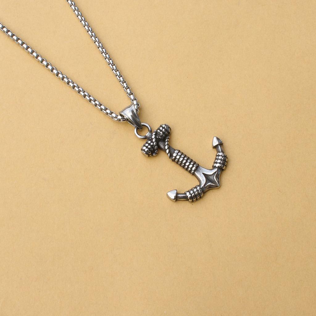 New European and American Navy Style Men's Retro Anchor Pendant Necklace for Boyfriend