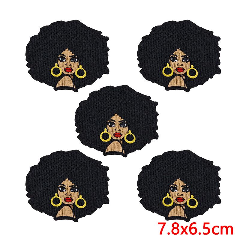 10PCS Fashion Black Girl Embroidered Patch Iron On Patches For Clothing Black Girl Magic Patches For Clothes Jackets Sewing DIY