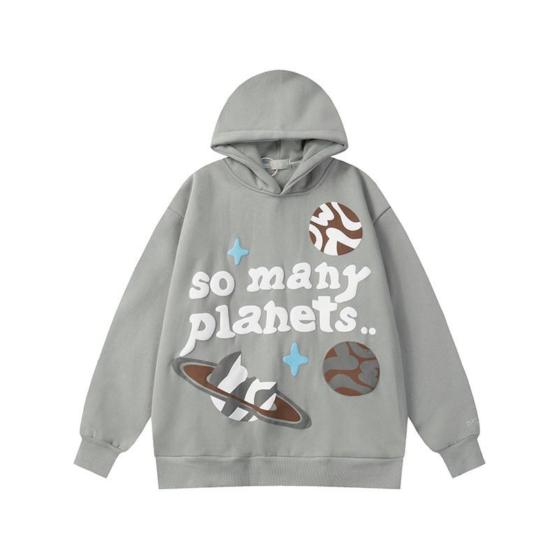 Broken Planet Graphic Print Hoodie Loose Fit Hip Hop Streetwear Teens Casual Winter Sweatshirt