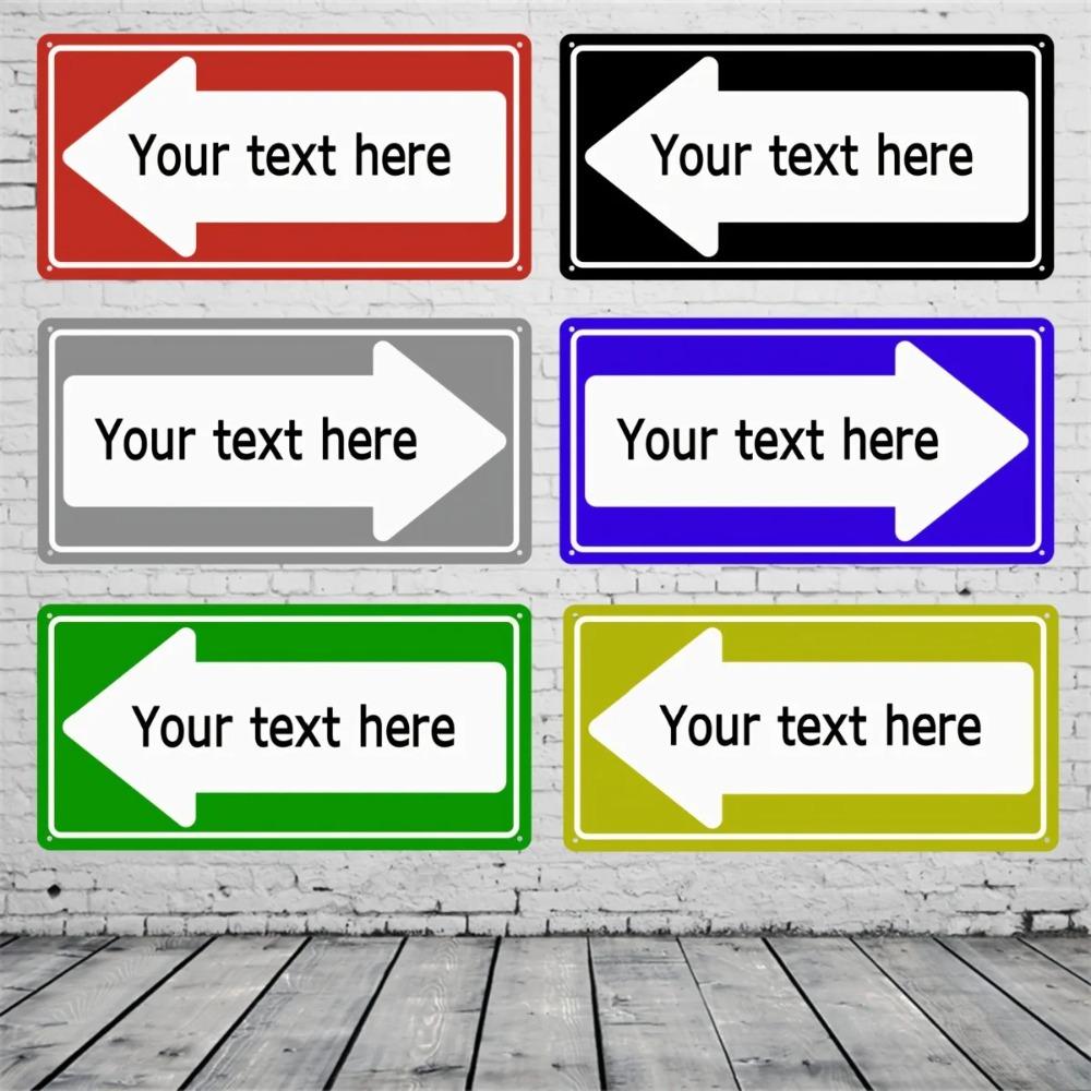 Custom Text Red Left Arrow Aluminum Sign Personalized Direction Plaque Home Decor