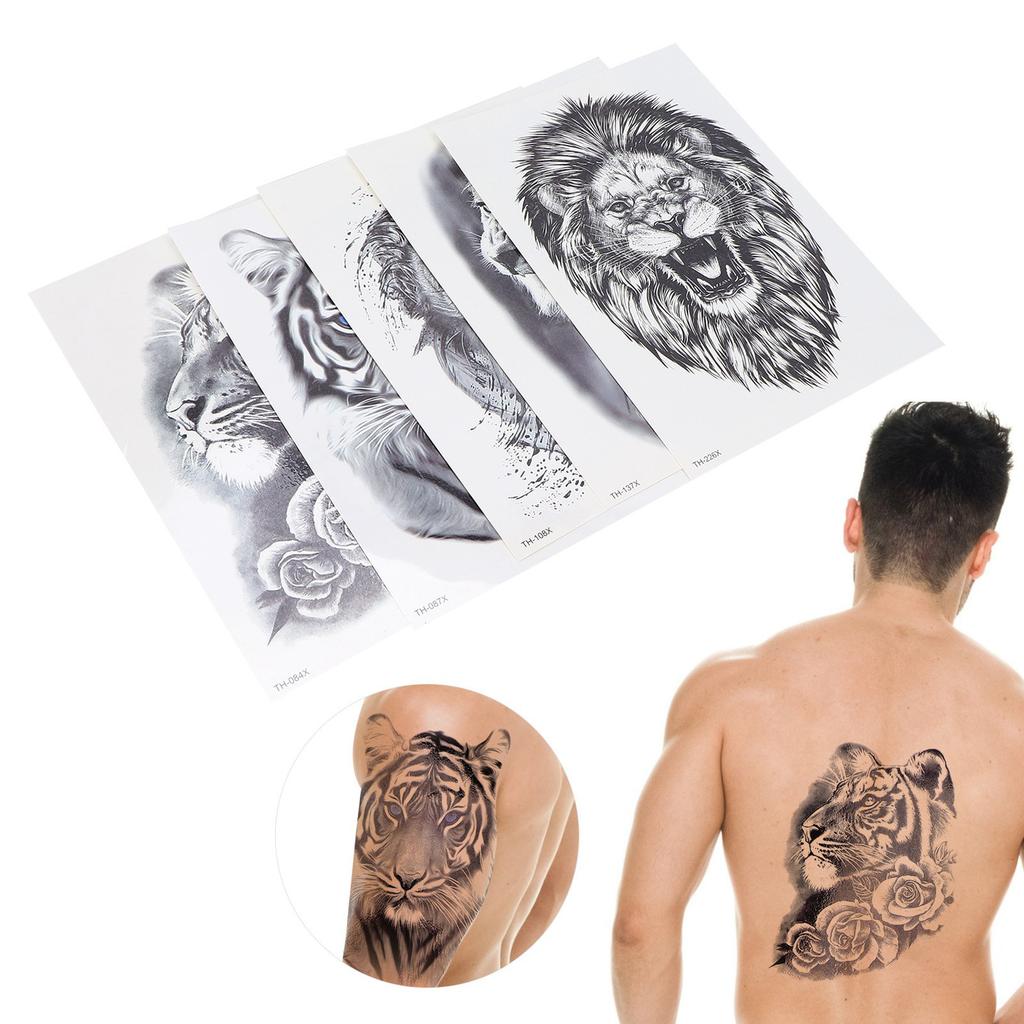 5 Sheet Animal Pattern Temporary Tattoo Sticker Men Waterproof Tattoo Sticker Accessory