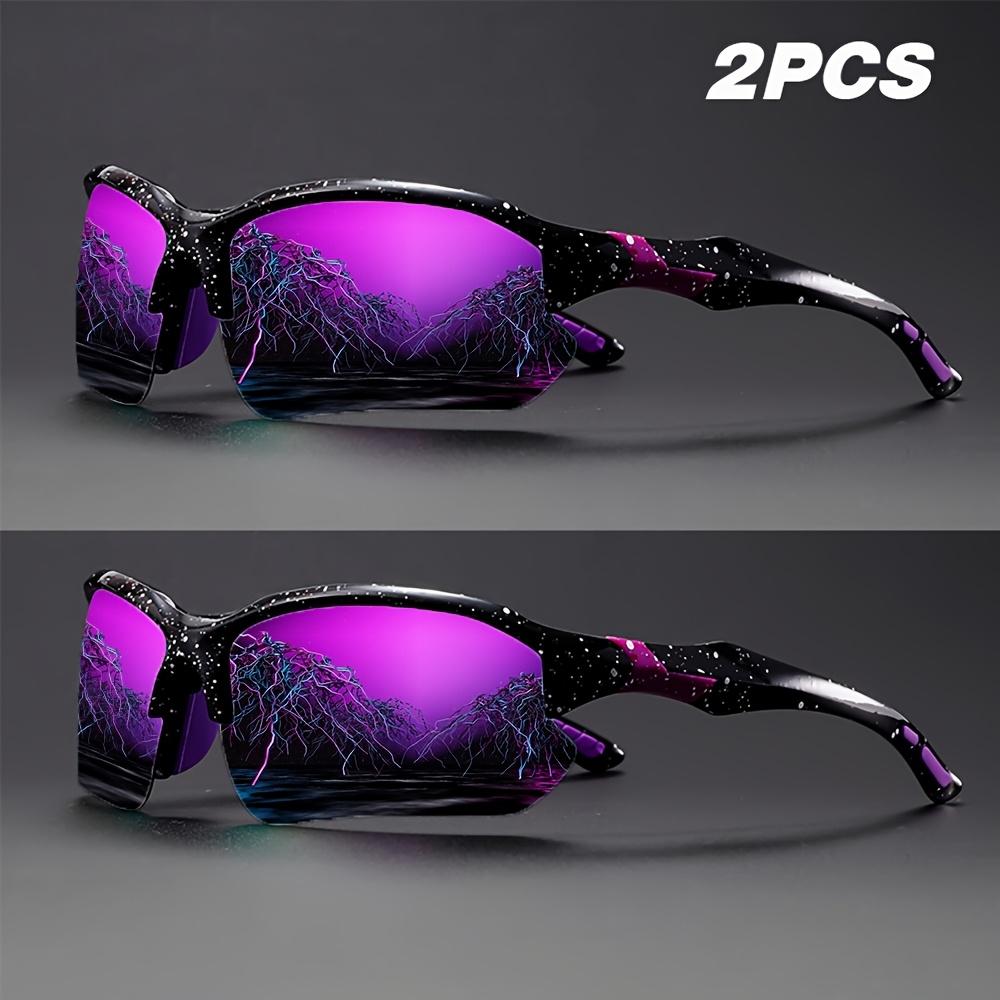 2PCS High Value Sets Women's Half Frame Fashion Glasses Colorful Coating Starry Sky Purple Dreamy Pink Lenses