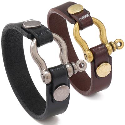 Vintage Punk Men'S Genuine Leather Bracelet Wide Black/Brown Cuff Wrap Bangles Unisex Jewelry Gift