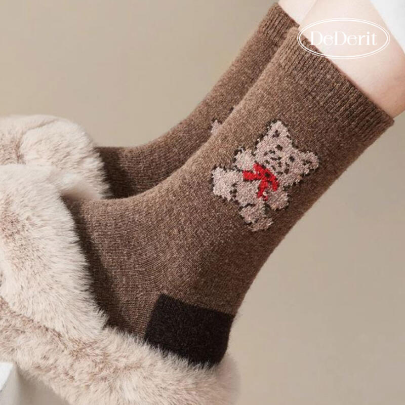 Teddy Bear Knit Women's Fashion Character Pretty Socks