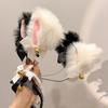 Módní Sladká Roztomilá Čelenka s Zvonečkem Kočičí Uši Černá Kawaii Mašlička Obojek Choker Náramek Sada - Doplňky s Tematickým Vzorem Divokých Malých Zvířátek