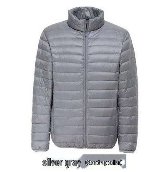 Men's Lightweight Down Jacket, Stand Collar, Slim Fit, Plus Size, Autumn/Winter Collection, Casual Short Coat