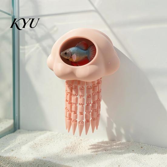 Salzwasser-Aquarium Zubehör Schwimmende Quallen Versteck, 3D-gedrucktes Aquarium Versteck Versteckplatz, Dekorative Schutzhöhle für Pleco Garnelen Betta Dekoration