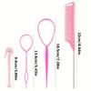 4-piece WANMEI  Headband Tool, Hair Braiding Tool with Mouse Tail Comb, Ponytail Headband Remover, Quick Styling Hair Accessory