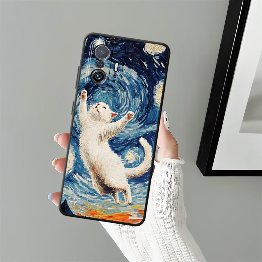 Cute Cartoon Cat Funda Phone Cover Case for Xiaomi Mi 10T 11T 12T Pro 12 11 12X 13 Lite 14