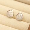 New product simple and versatile gold and silver two-color gold-plated round stone-studded earrings temperament no earrings clip bridal earrings