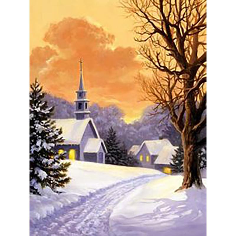 DIY Snow Scenery 5D Diamond Painting Full Round Drill Winter Landscape Diamond Embroidery Mosaic Rhinestone Home Decor Gift