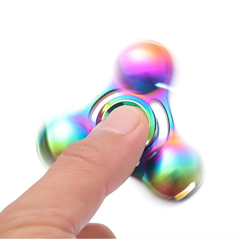 Novelty Rainbow Fidget Spinner Metal ADHD and Anxiety Relief Stress Reliever EDC Gadgets Gifts for Teen Adults Kids Boys