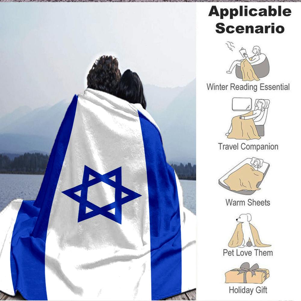 1Pc Blue White Israeli Flag Blanket Soft And Comfortable Casual Warm Camping Travel Christmas Halloween Xmas Gift Em92433