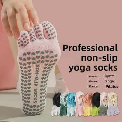 Calzini da Yoga e Pilates a Cinque Dita da Donna Antiscivolo Tie-Dye Gradiente