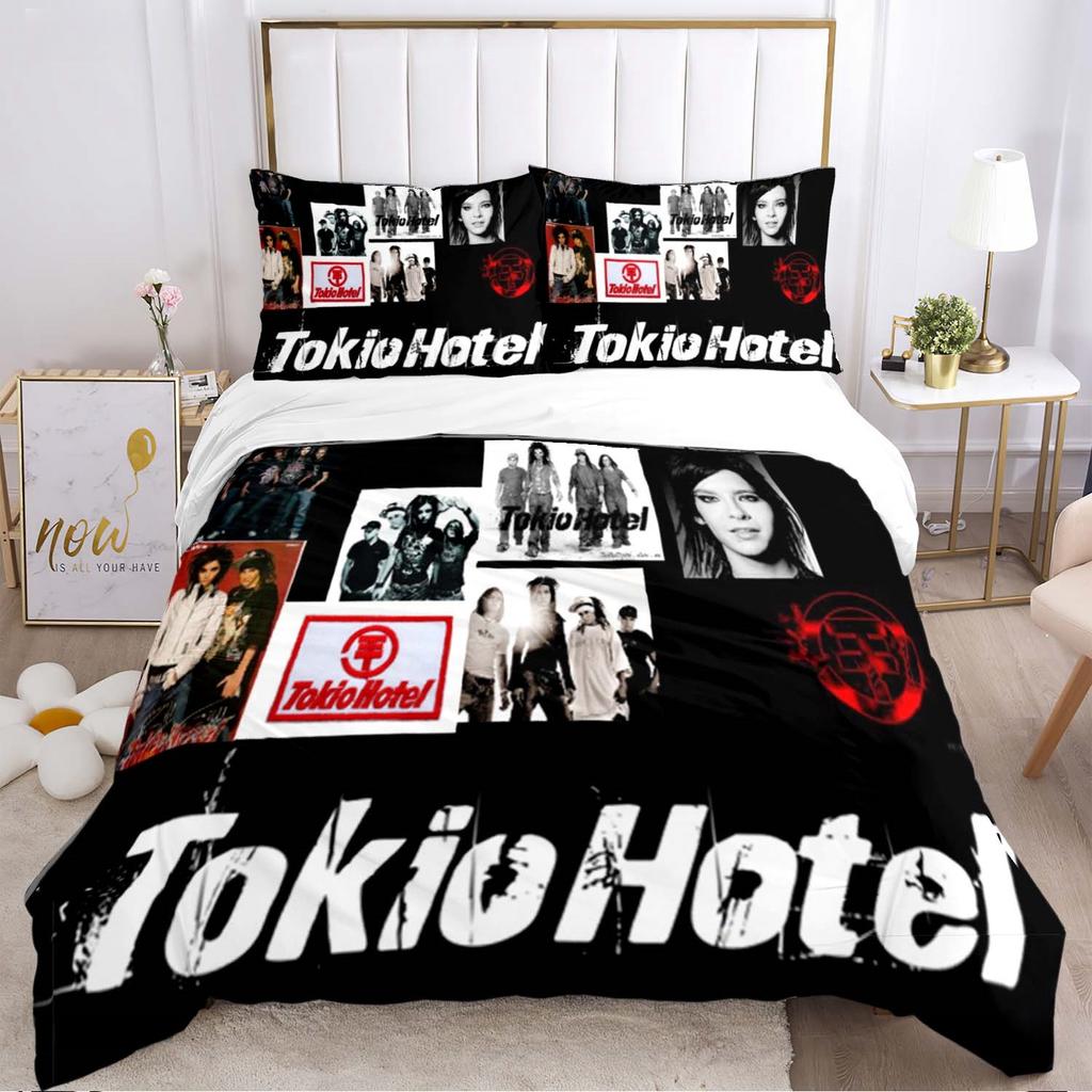 Tokio Hotel 3D Tisk Rocková Kapela Celoroční Povlak na Přikrývku Ložní soupravy Měkký Potah na Přikrývku a Povlaky na Polštáře Jednolůžko_Dvoulůžko_Queen_King
