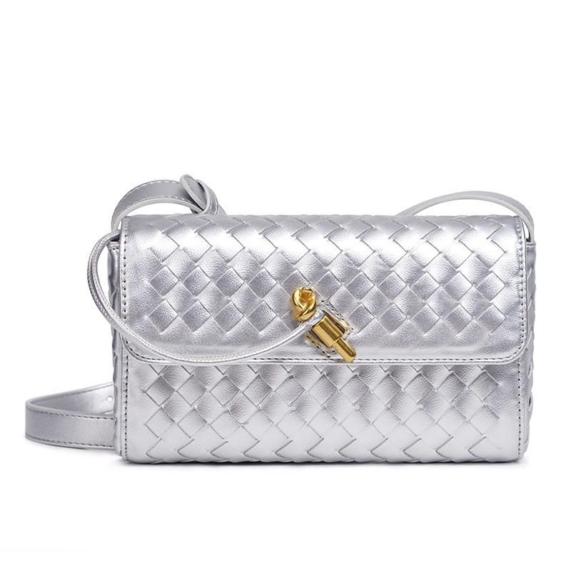 Direct Sales Women S Bags, Simple And Fashionable Hand-Woven Premium Lock Bags, Shoulder Crossbody Small Square Bags 21*6*13cm