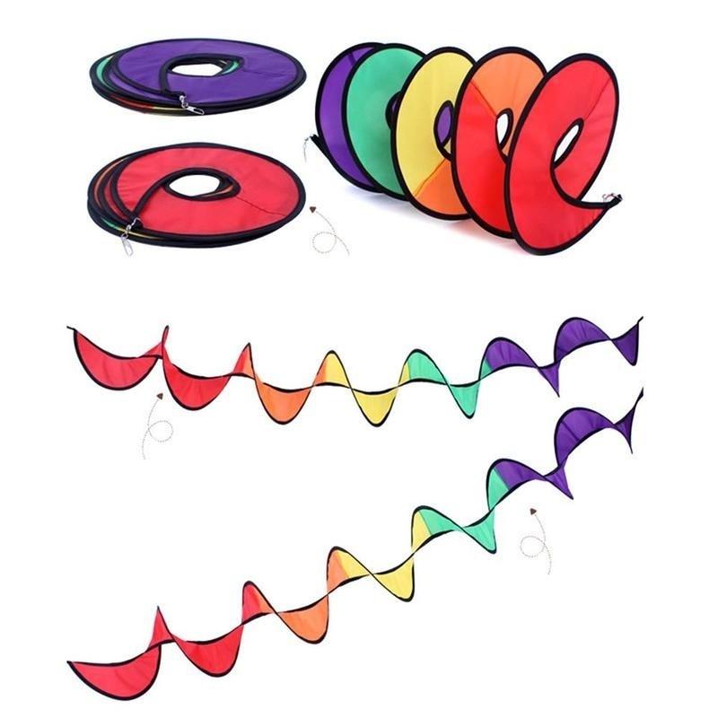 Colorful Wind Strip Color Windmill Foldable Rainbow Spiral Windmill Wind Spinner Camping Tent  Awning Garden Yard Decoration