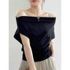 Korean Elegant Summer Off Shoulder Top Women One Shoulder Loose Casual Short Sleeve T Shirt Fashion Basic Blouse Lady Spring Sum
