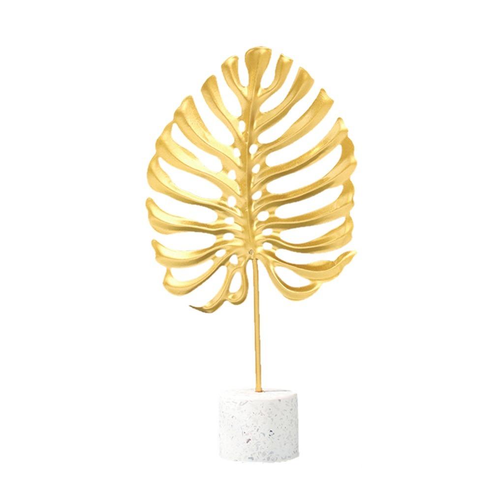 Gold Cement Base Iron Leaf Desktop Ornament Hotel Front Desk Display Ornament