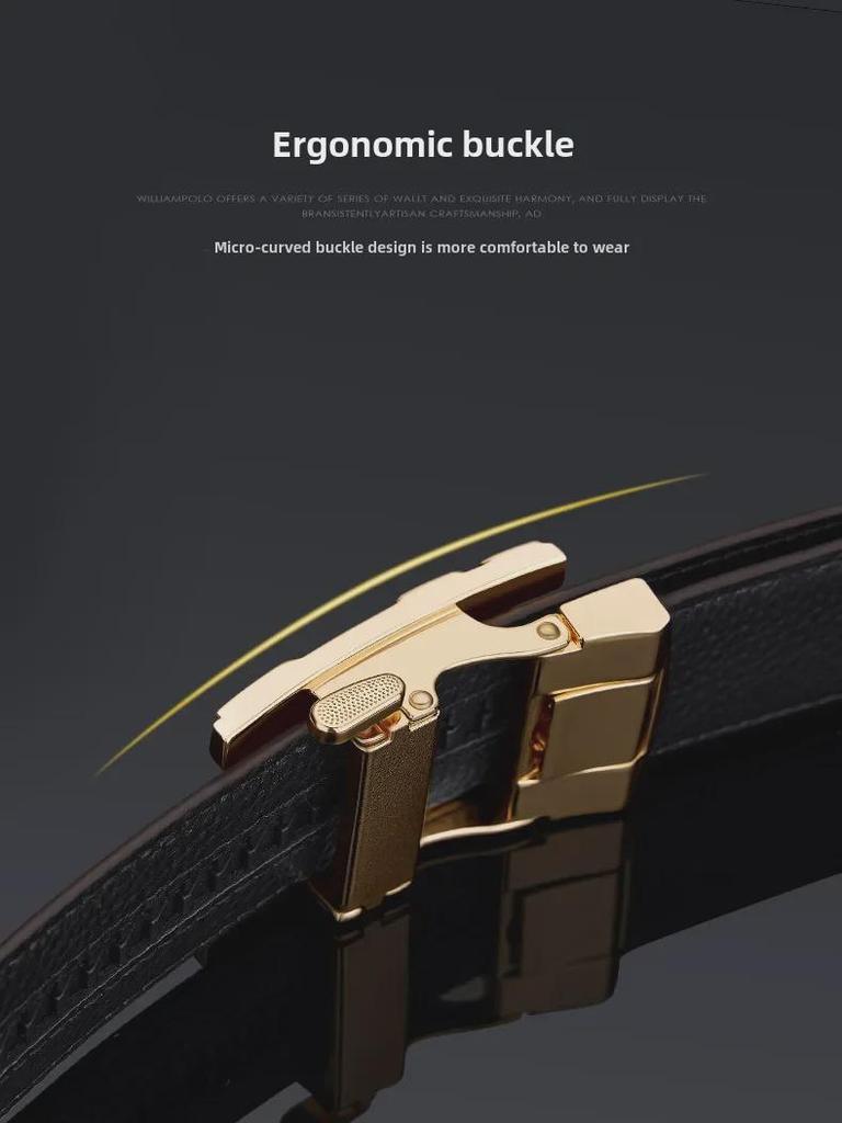 King Paul Men's Premium Alloy Buckle PVC Cowhide Business Belt, New Style.