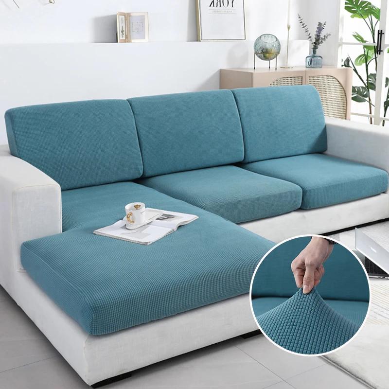 Thickened Cushion Cover Wave Pattern Jacquard Fabric Couch Seat Elastic Cover For Family Room L Form L Shape Couch Backrest Furniture Protector