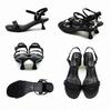 Ankle Narrow Low M [Vivian] Women's Sandals, Strap, Heel, Heel, V33401SM, Black, (23.0-23.5)