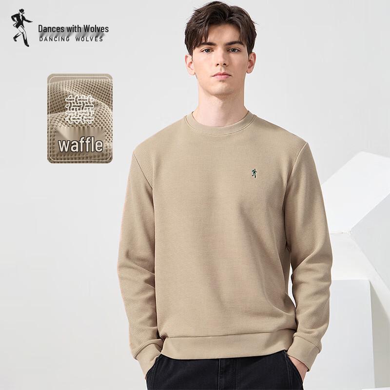 Pánská ležérní mikina s kulatým výstřihem a vaflovým úpletem Tanec s vlky