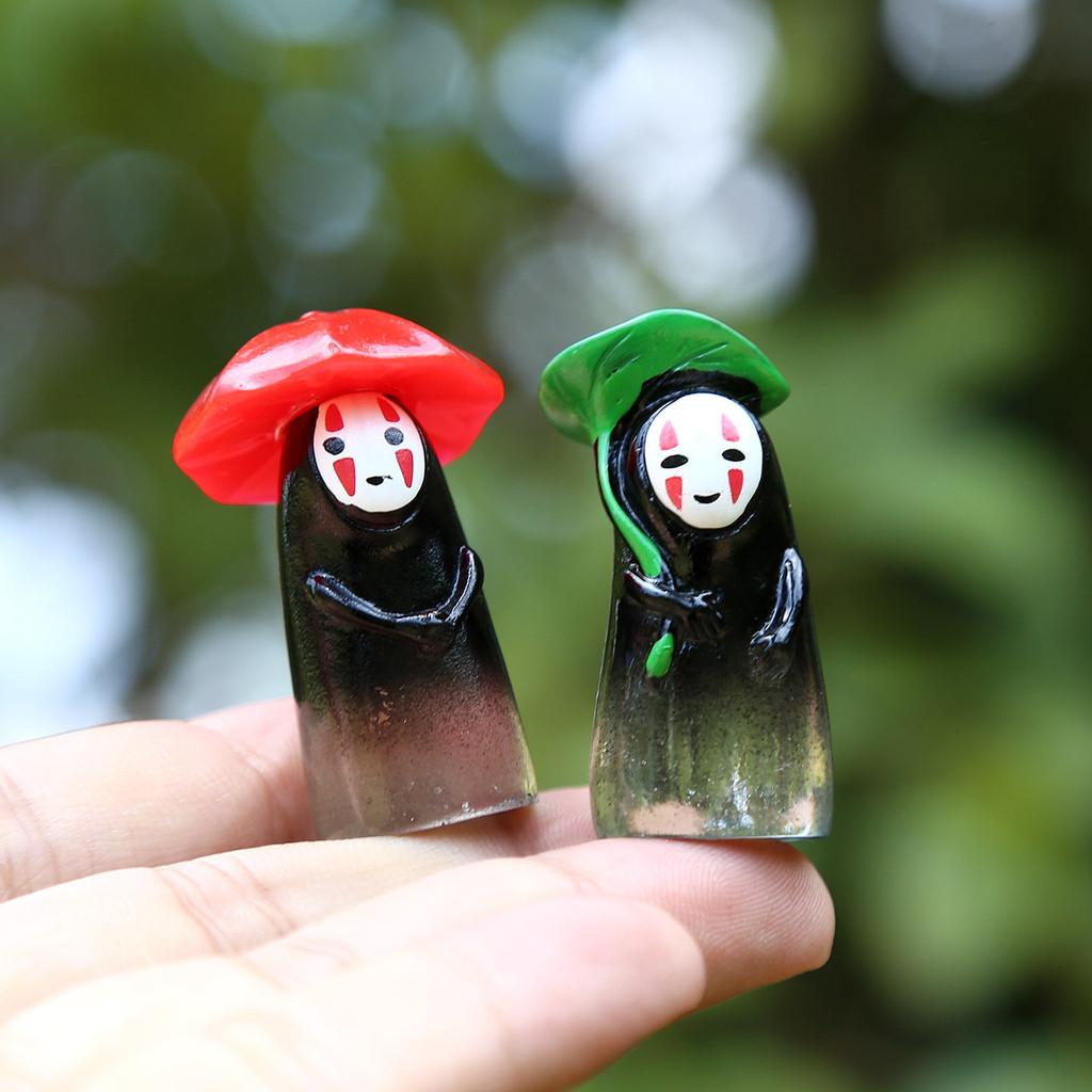 Face No Man Holding Umbrella Sitting Posture Hat Mini Model Ornament Desktop