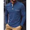 Men S Stand Collar Henley Long Sleeve Casual Polo Shirt