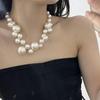 DIEZI French Vintage Bohemian Big Beads Pearl Choker Necklace For Women Girls New Luxury Bride Clavicle Chain Necklace Jewelry