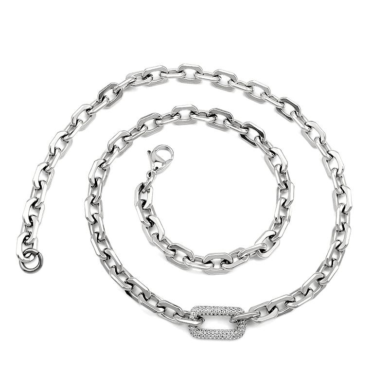 New Arrival Fashion Jewelry 18k Gold Plated Stainless Steel Simple O Chain Inset Zircon Necklace Bracelet Jewelry  for Women
