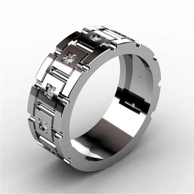 Cool Gold Color Men Dragon Pattern Crystal Animal Rings Punk Man Jewelry for Party Wedding Accessories