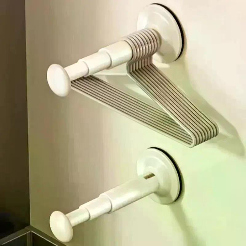 Extension-Type Clothes Hanger Holder Vacuum Suction Cup Reusable No Drilling Required Easy Installation Organizes Clothes Hanger