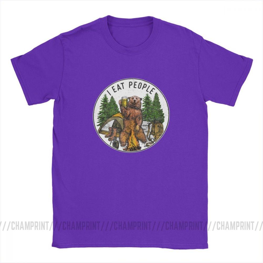 Men T Shirt I Eat People I Hate People Bear Vintage Short Sleeve Camping Tees O