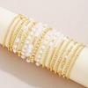 13pcs Vintage Gold Color Pearl Bead Bracelet Set for Women Elegant Multi Layer Stacked Elastic Bracelets Daily Holiday Jewelry