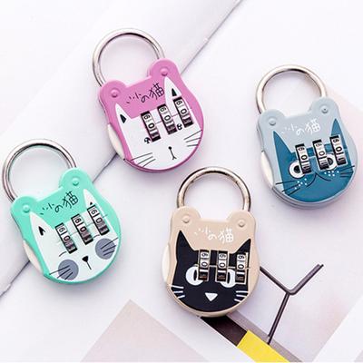 Code Number Lock Anti-theft High Strength Accurate Cute Cat Mini Luggage Suitcase Number Password Lock for Dorm