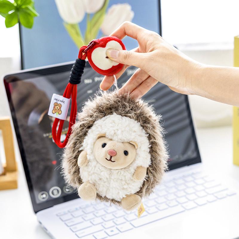 Hedgehog Apple Cute Cartoon Animal Plush Doll Pendant For Bag Decoration