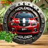 Vintage Holden Garage Metal Wall Art Sign 8 Inch Round Red Black Striped