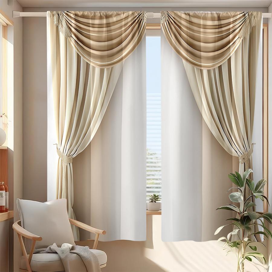 2PCS Elegant Gradient Curtains, Minimalist Ombre
