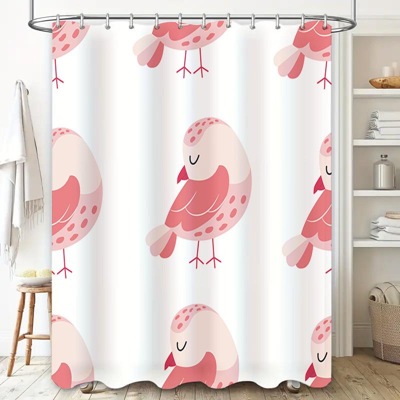 Soft Pink Owl Shower Curtain Modern Decor for Bathroom 3D Printed Waterproof Fabric Easy Installation Hooks Included (180 x 180